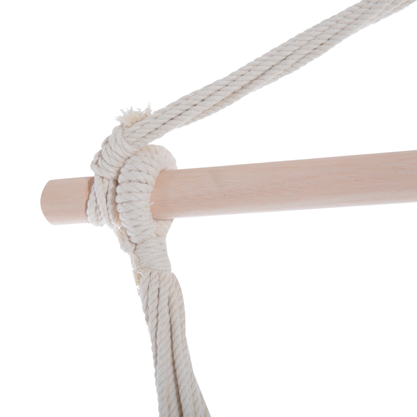 Outdoor Hanging Rope Chair with Cotton Rope, Garden Hammock Chair with Wooden Support Bar Cotton Cloth