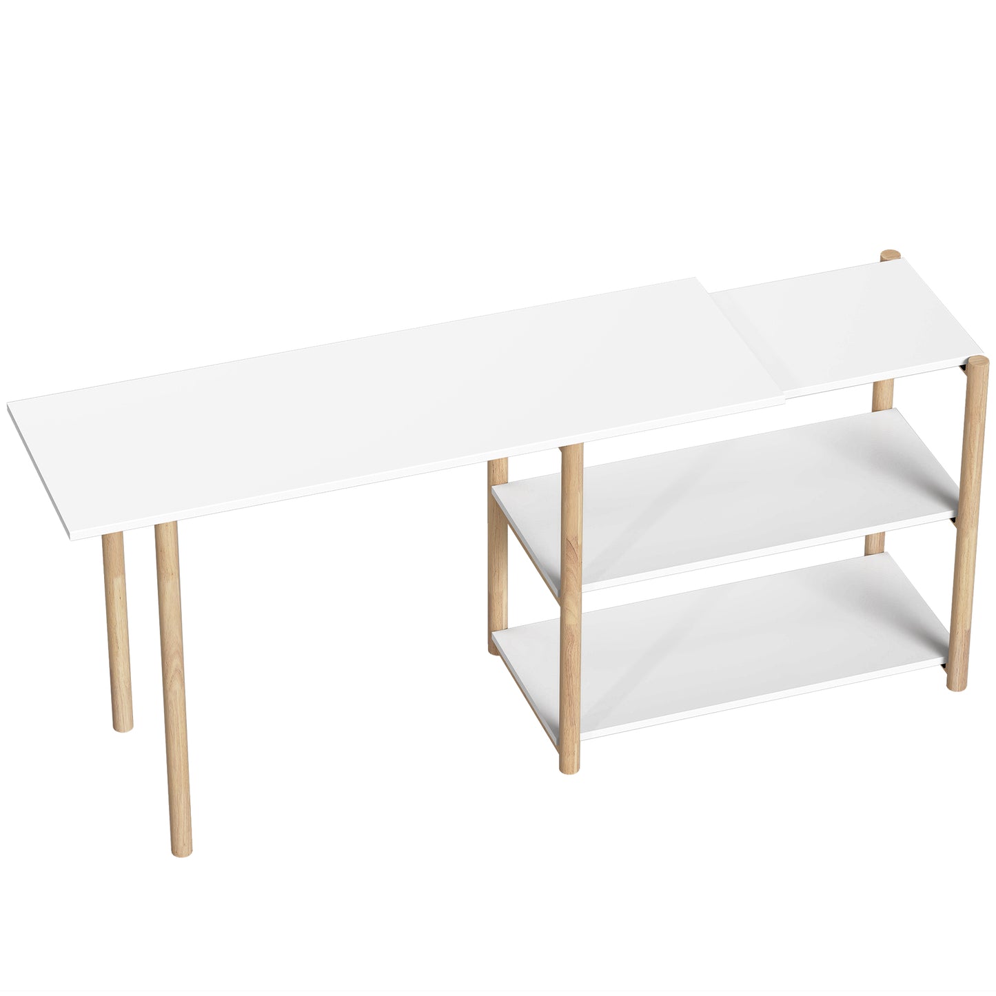 Computer Desk with Storage Shelves Modern Writing Desk Bamboo Frame for Home Office 150 cm White and Oak