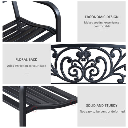2-Seater Garden Bench, Steel-Black