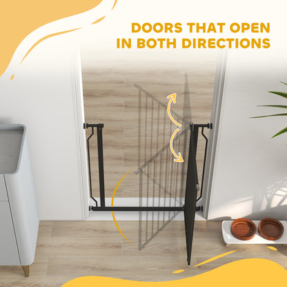 Extra Wide Dog Gate, with Door Pressure, for Doorways, Hallways, Staircases - Black