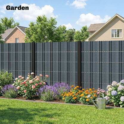 2Pcs Privacy Garden Screen Fence, UV Resistant Waterproof Windbreak Fencing, 70mx19cm, Grey
