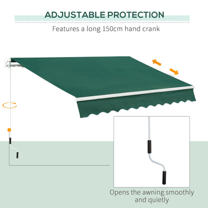 Awning Canopy Manual Retractable Porch Sun Shade Shelter 3 x 2m Green