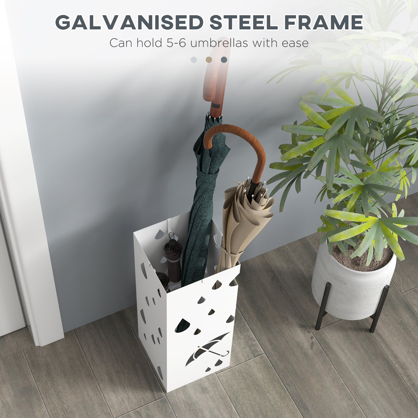 Six-Umbrella Steel Holder Stand - White