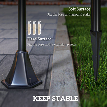 1.2m Solar Powered Outdoor Lamp Post - Black