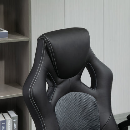 Office Chair Faux Leather Swivel Computer Desk Chair for Home Office with Wheels Armrests Black