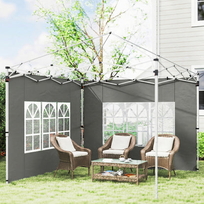 Gazebo Side Panels, Sides Replacement with Window for 3x3(m) or 3x4m Pop Up Gazebo, 2 Pack, Dark Grey