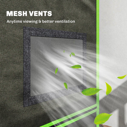 Grow Tent 120 x 120 x 200 cm, Reflective Mylar Hydroponic Growing Tent with 600D Oxford Fabric, Observation Window, Vent