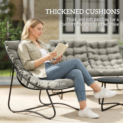 4 Seater Garden Furniture Set, Conversation Set with Loveseat Sofa, Chairs, Glass Coffee Table, Thick Cushions