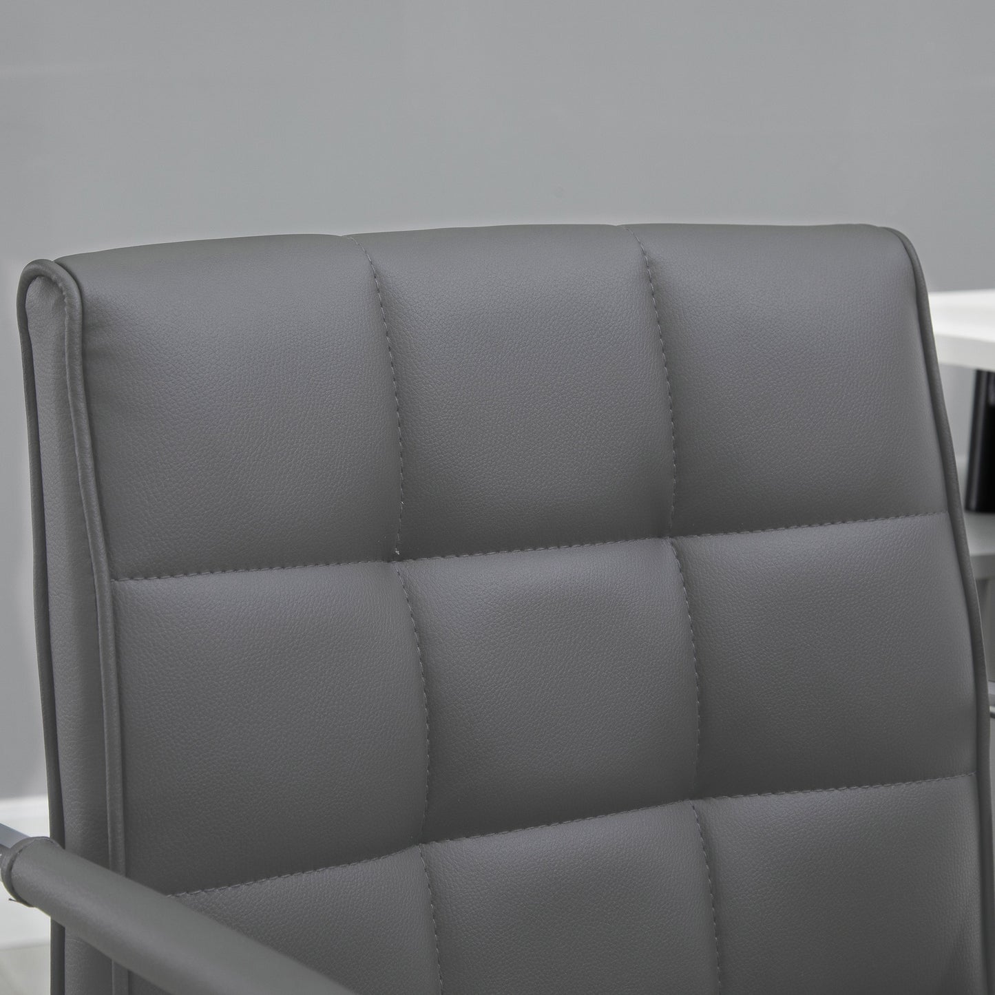PU Leather Home Office Desk Chair, Computer Chair with Mid Back, Arm, Swivel Wheels, Adjustable Height, Grey