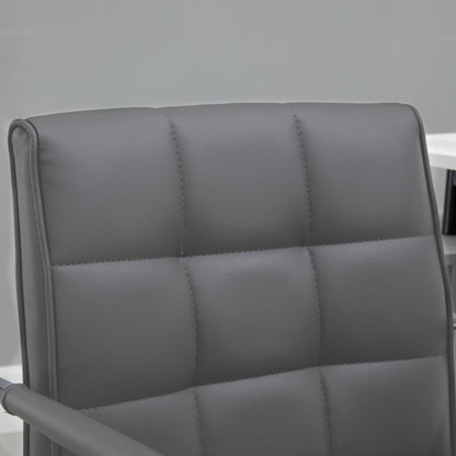 PU Leather Home Office Desk Chair, Computer Chair with Mid Back, Arm, Swivel Wheels, Adjustable Height, Grey