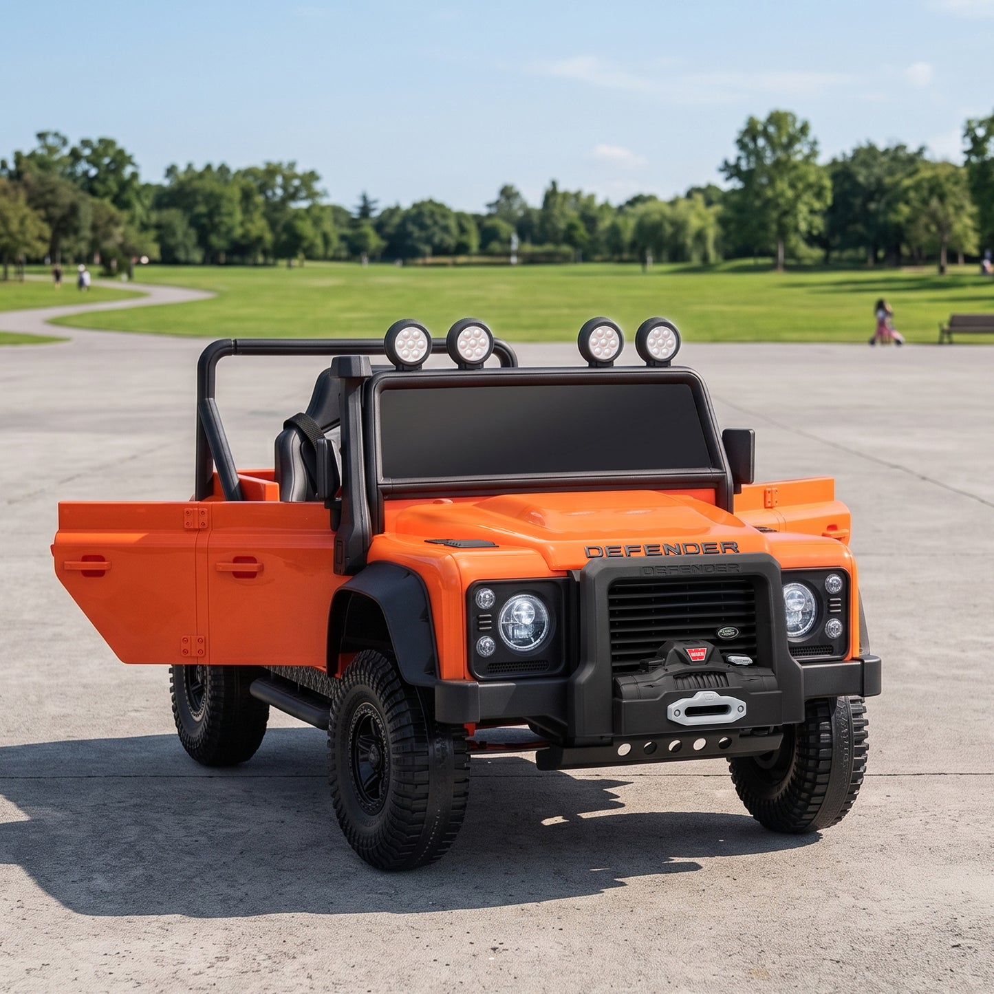 Kids Ride On Car with Remote Control, Music, Horn, 4 Spring Suspension Wheels, LED Lights for 3-5 Years Old, Orange