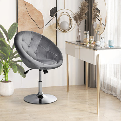 Swivel Dressing Stool, Velvet-feel Upholstered Vanity Chair