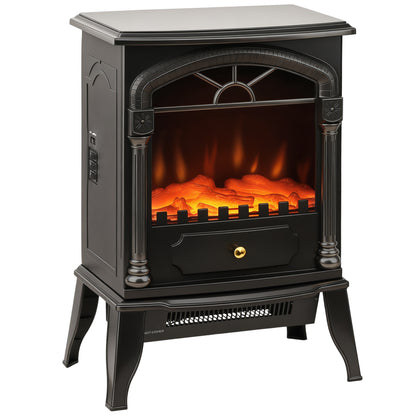 Electric Fireplace Stove Heater with 3D Flame Effect, 2000W/1000W