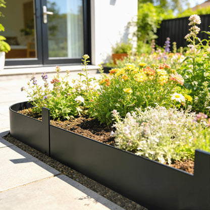 5pcs Garden Fence, Metal Picket Fence Panels, 102x20cm, Black