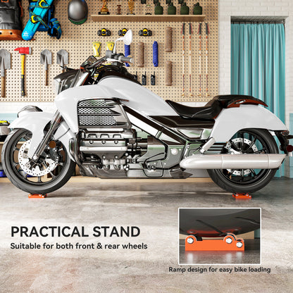 Motorcycle Wheel Cleaning Roller Stand with Steel Frame, Aluminium Rollers