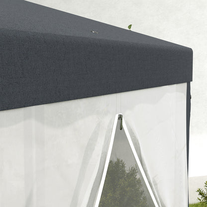 4M Hexagon Gazebo, Netting Party Tent, Patio Canopy Outdoor Event Shelter for Activities, Shade Resistant, Dark Grey