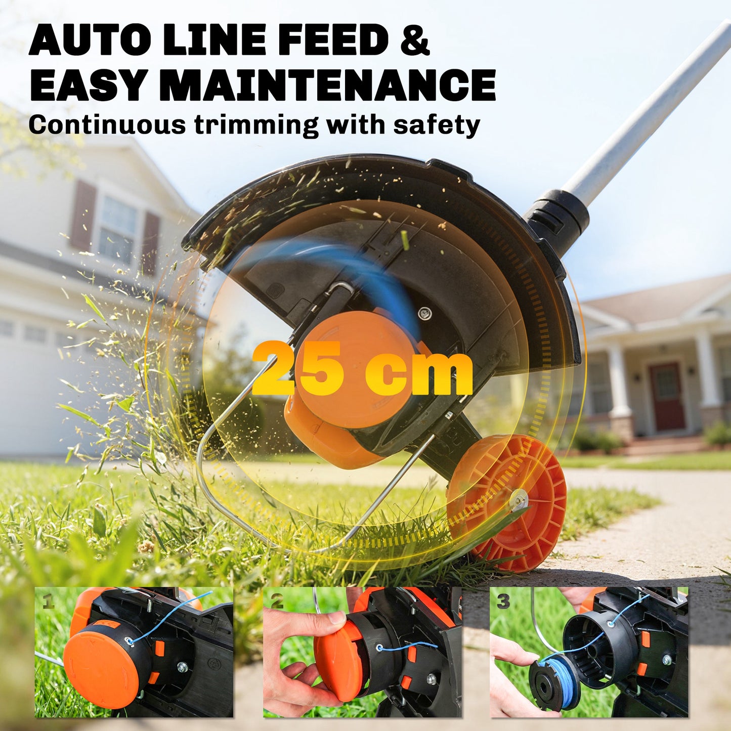 Cordless Strimmer with 2 x 4.0Ah Lithium Batteries & Charger, 2-in-1 Lightweight Cordless Grass Trimmer and Lawn Edger