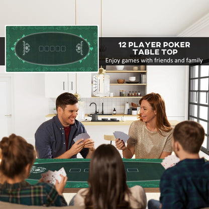 Professional Poker Mat, 12-Player Water-resistant Poker Table with Felt Surface, Carry Bag, Green