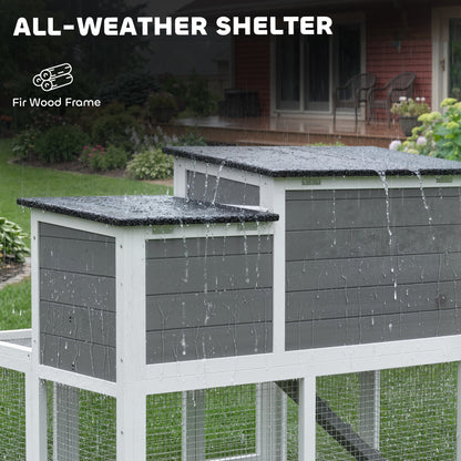 Wooden Rabbit Hutch, Indoor Outdoor Bunny Cage with Waterproof & Openable Roof, Pull Out Tray and Ramp, Guinea Pig Hutch
