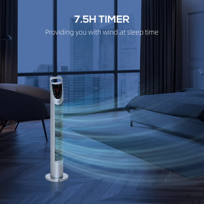 31 Inch Bladeless Oscillating Tower Fan with 70° Oscillation, Remote Control, 7.5H Timer, 3 Speed 3 Modes
