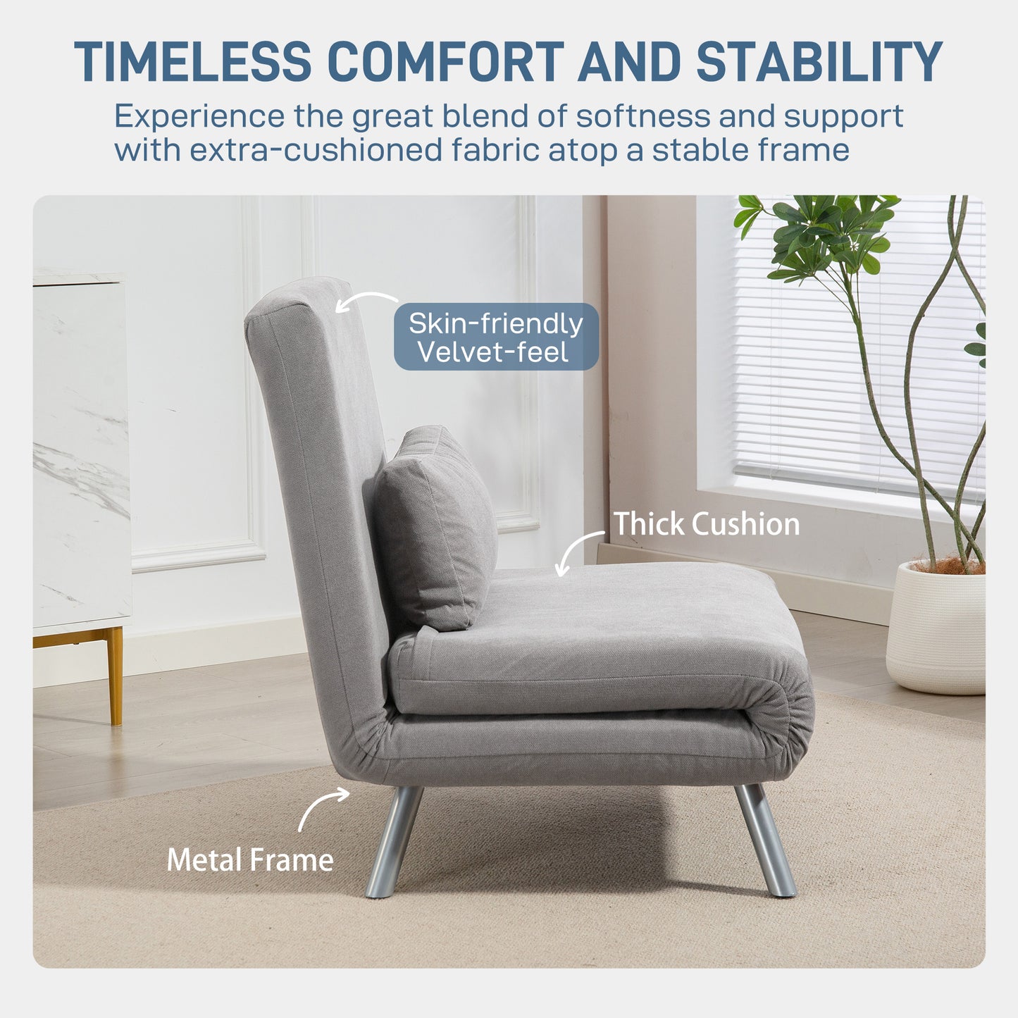 Single Snow Flannel Chair Bed - Grey