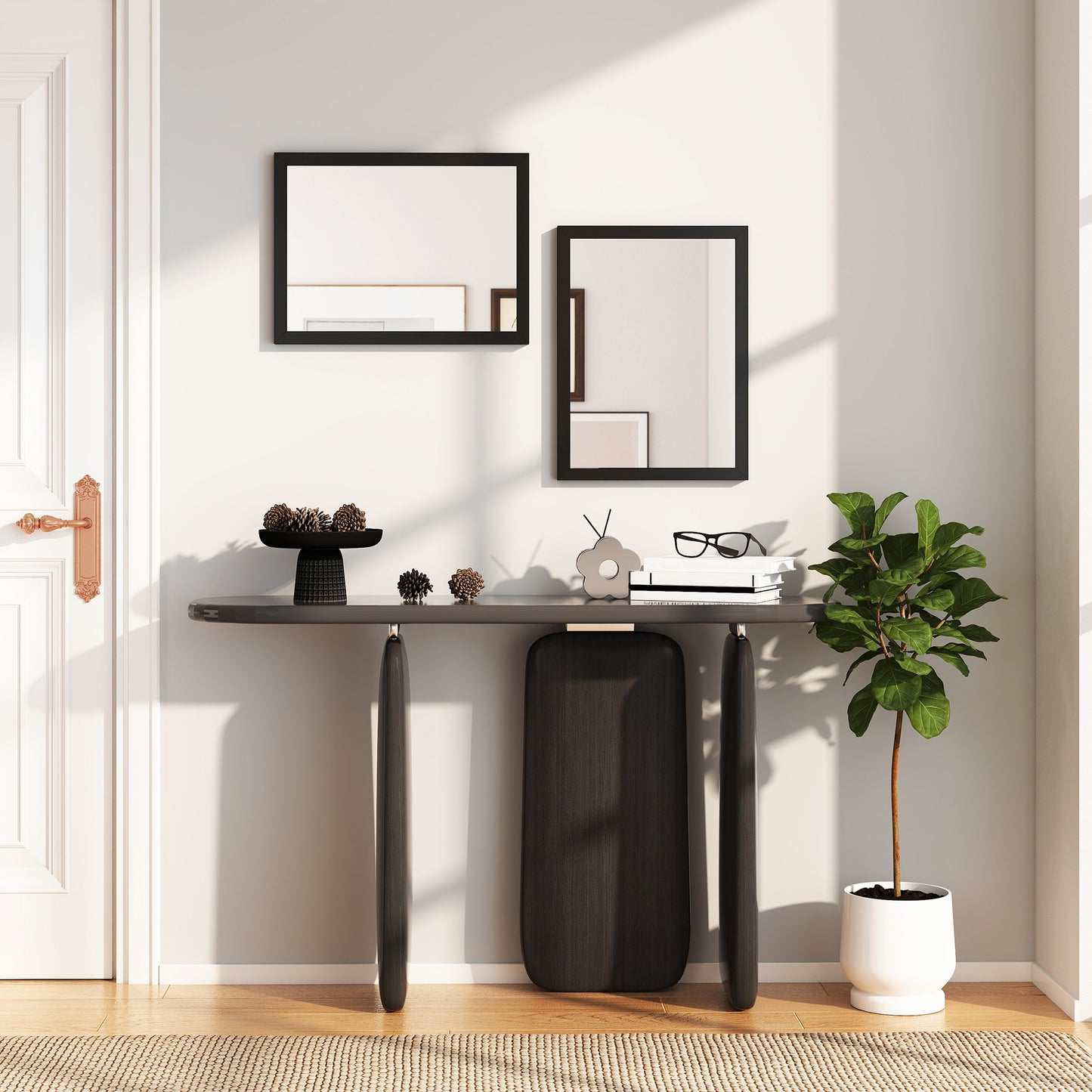 Wall Bathroom Mirror, 30 x 40 cm Wall-Mounted Mirror for Living Room, Bedroom, Hallway, Set of 2, Black