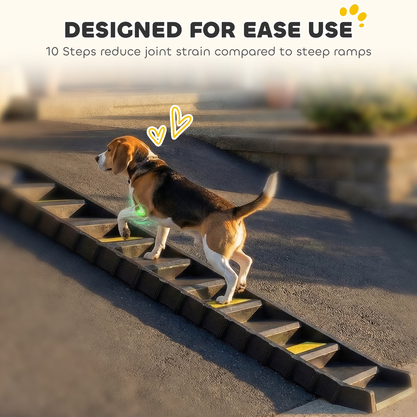 Dog Car Ramp with Anti-Slip Steps, 10-Steps Pet Stairs for Pets to Access Cars and High Beds, Black
