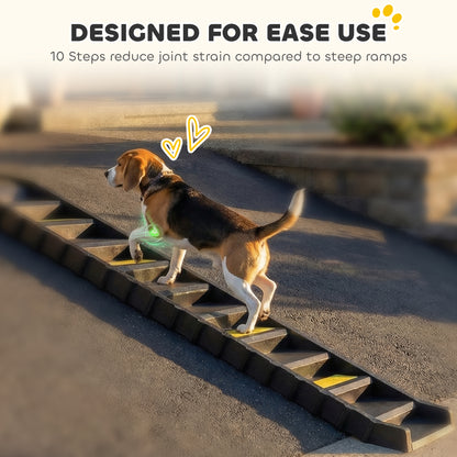 Dog Car Ramp with Anti-Slip Steps, 10-Steps Pet Stairs for Pets to Access Cars and High Beds, Black