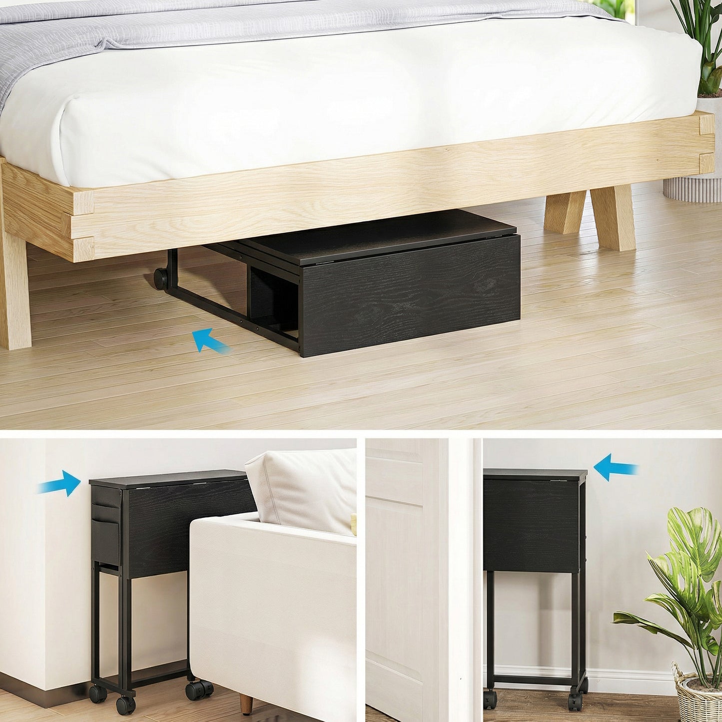 63 cm Drop Leaf Writing Work Desk - Black