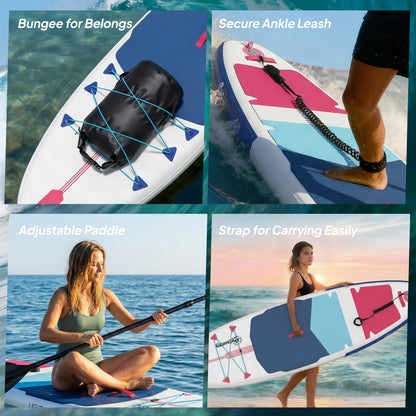 Inflatable Stand Up Paddle Board, 305x89x15cm Extra-Wide SUP with Non-Slip EVA Deck, Adj Aluminum Paddle