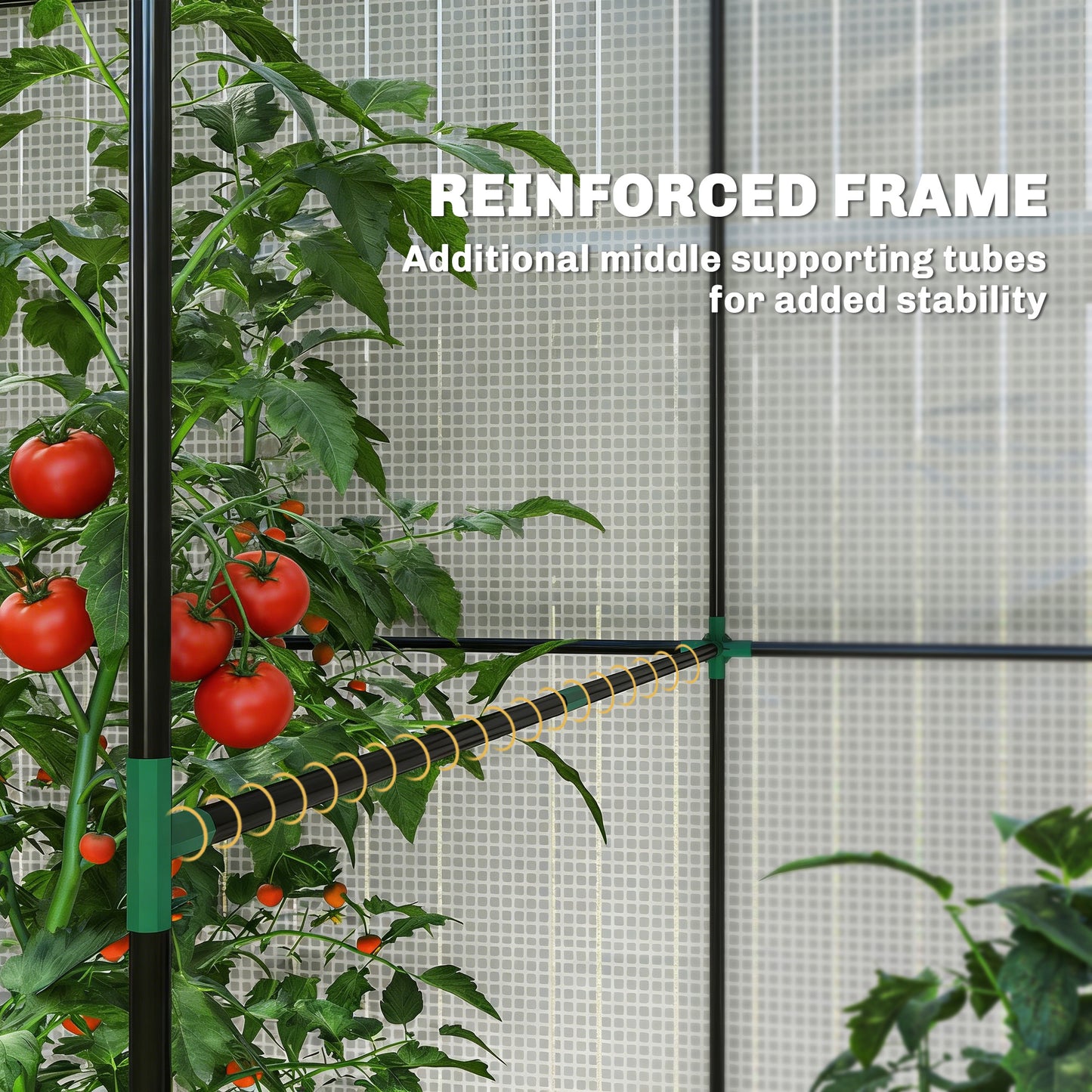 Walk-in Greenhouse, Outdoor Tomato Greenhouse with Roll-up Door and Mesh Windows, PE Cover, 200 x 140 x 200cm, White
