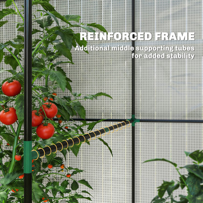 Walk-in Greenhouse, Outdoor Tomato Greenhouse with Roll-up Door and Mesh Windows, PE Cover, 200 x 140 x 200cm, White