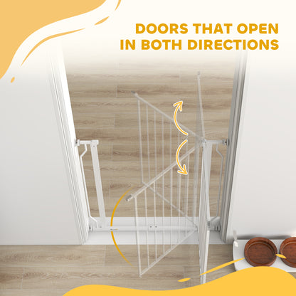 Extra Wide Dog Gate, with Door Pressure, for Doorways, Hallways, Staircases - White