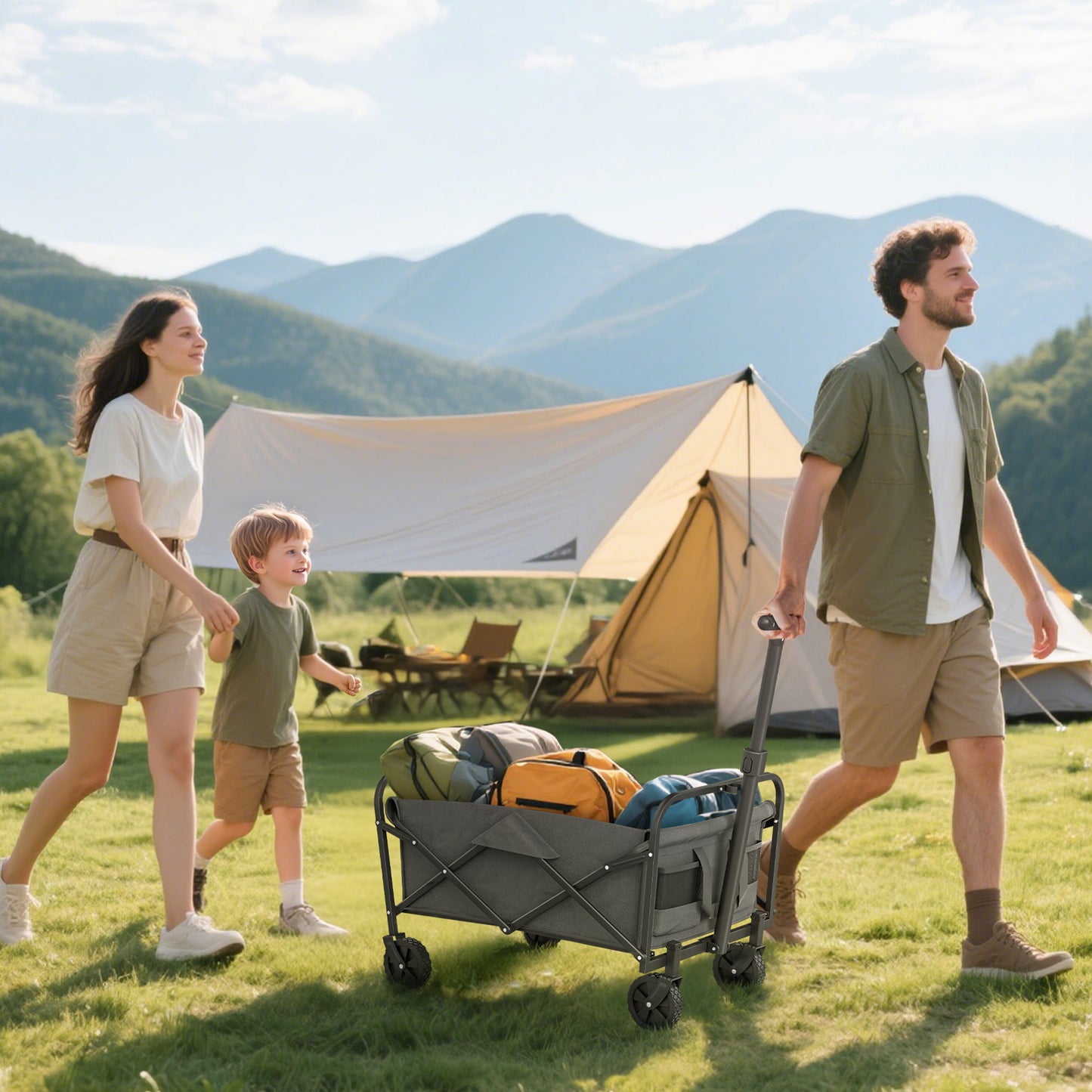 93L Festival Trolley on Wheels, Garden Folding Trolley Cart