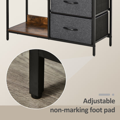 Chest of Drawers Storage Dresser Cabinet Organizer with 3 Fabric Drawers and 2 Display Shelves for Living Room, Bedroom