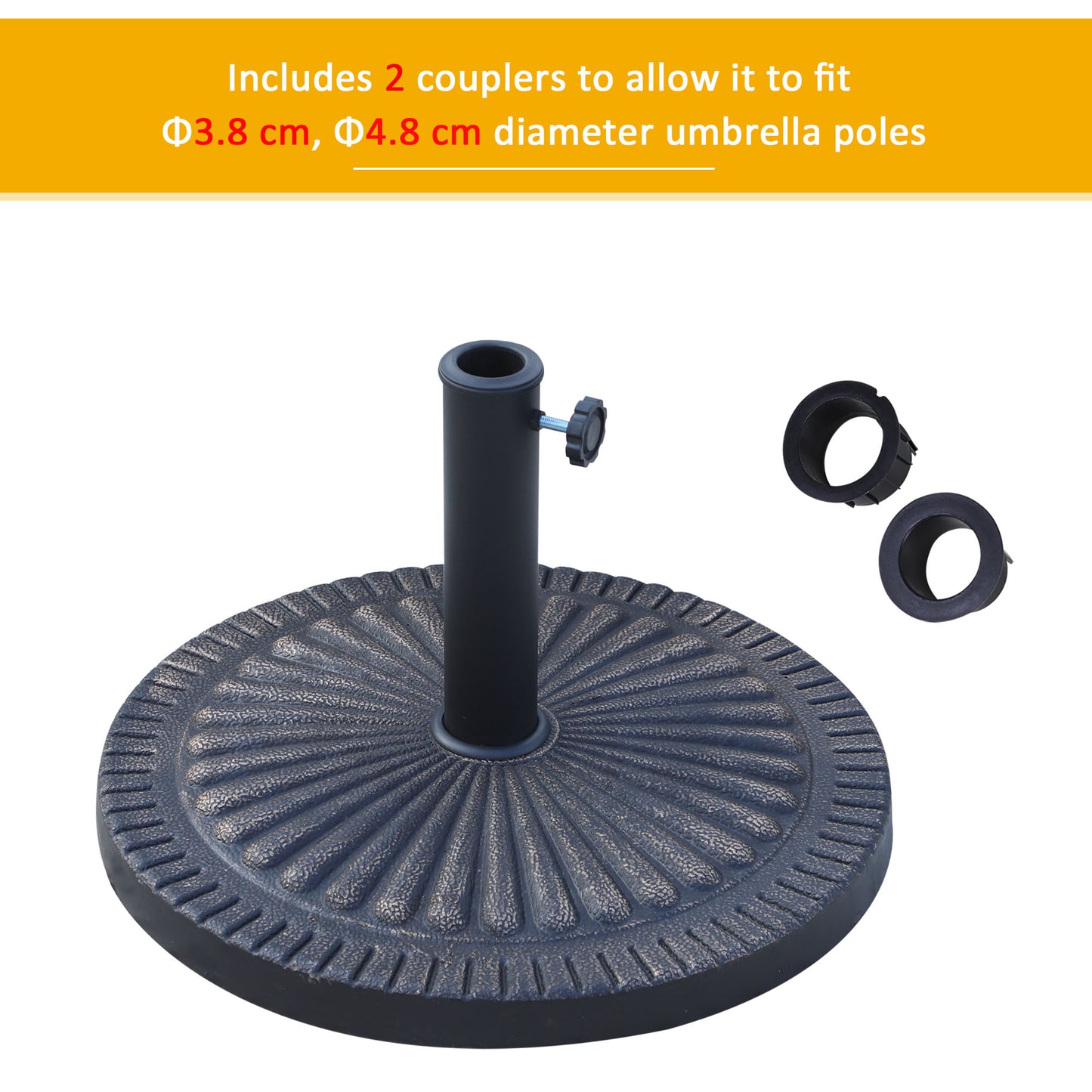 14kg Garden Parasol Base, Round Resin Sun Umbrella Base, Outdoor Umbrella Stand for 38mm or 48mm Outdoor Umbrella Poles