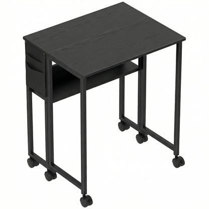 63 cm Drop Leaf Writing Work Desk - Black