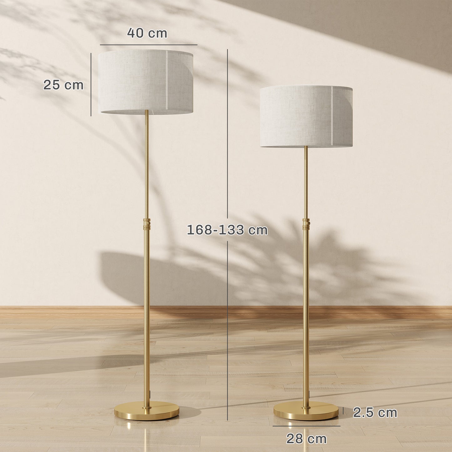 Floor Lamp with Remote, Height Adjustable Standing Lamp with Linen Shade