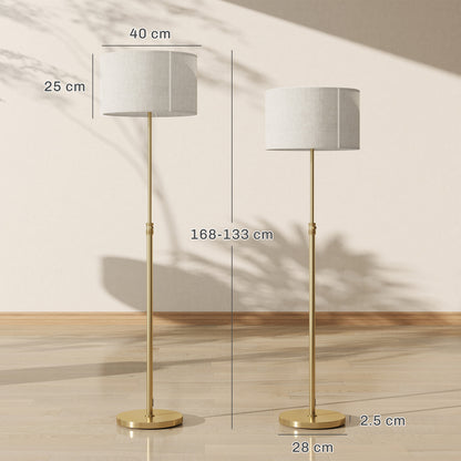 Floor Lamp with Remote, Height Adjustable Standing Lamp with Linen Shade