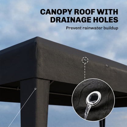 2.95 x 5.83 m Semi-Open Gazebo - Dark Grey