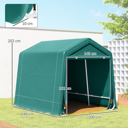 8 x 6.5 ft Outdoor Garden Storage Shed, Waterproof Bike Tent with Double Roll-up Zipper Door for Garden Tools, Green