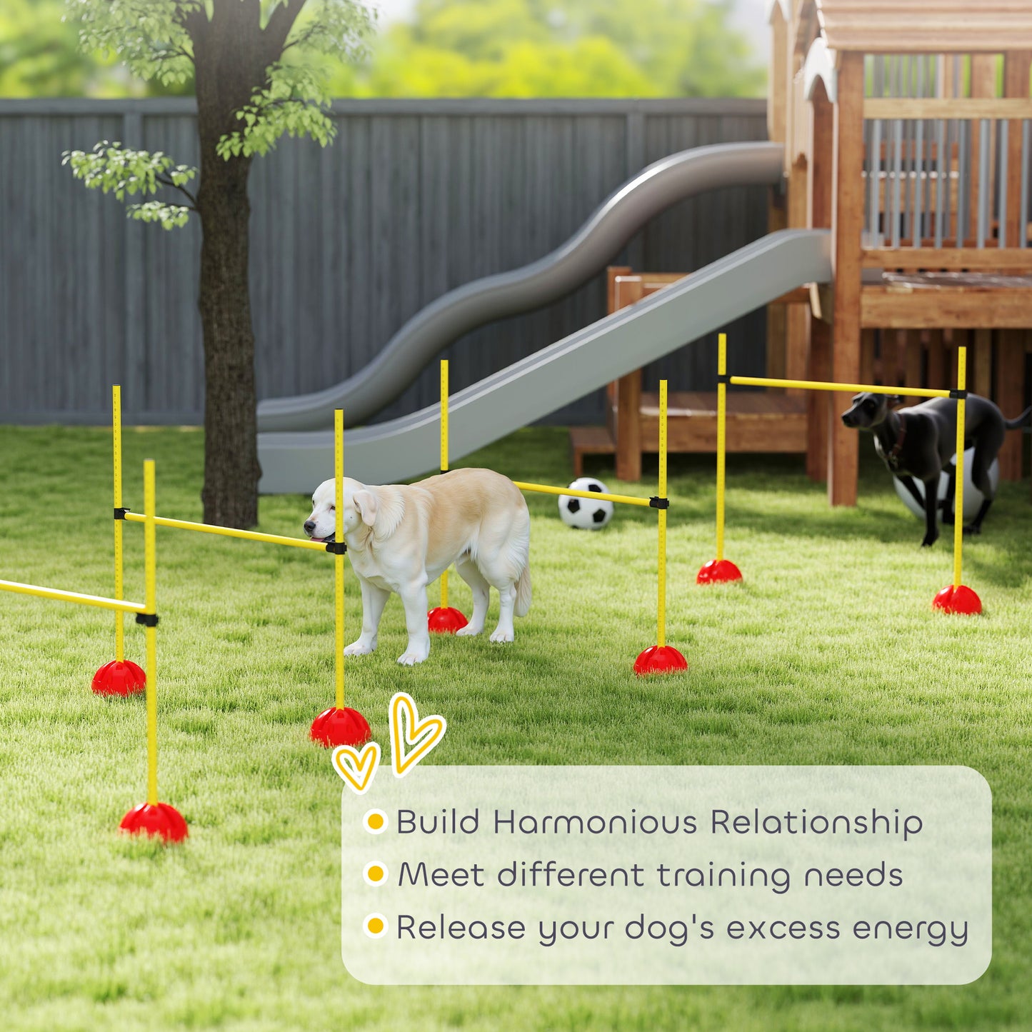 4-piece Dog Agility Equipment with 4 Hurdles, Bag for Jump, Training, Yellow