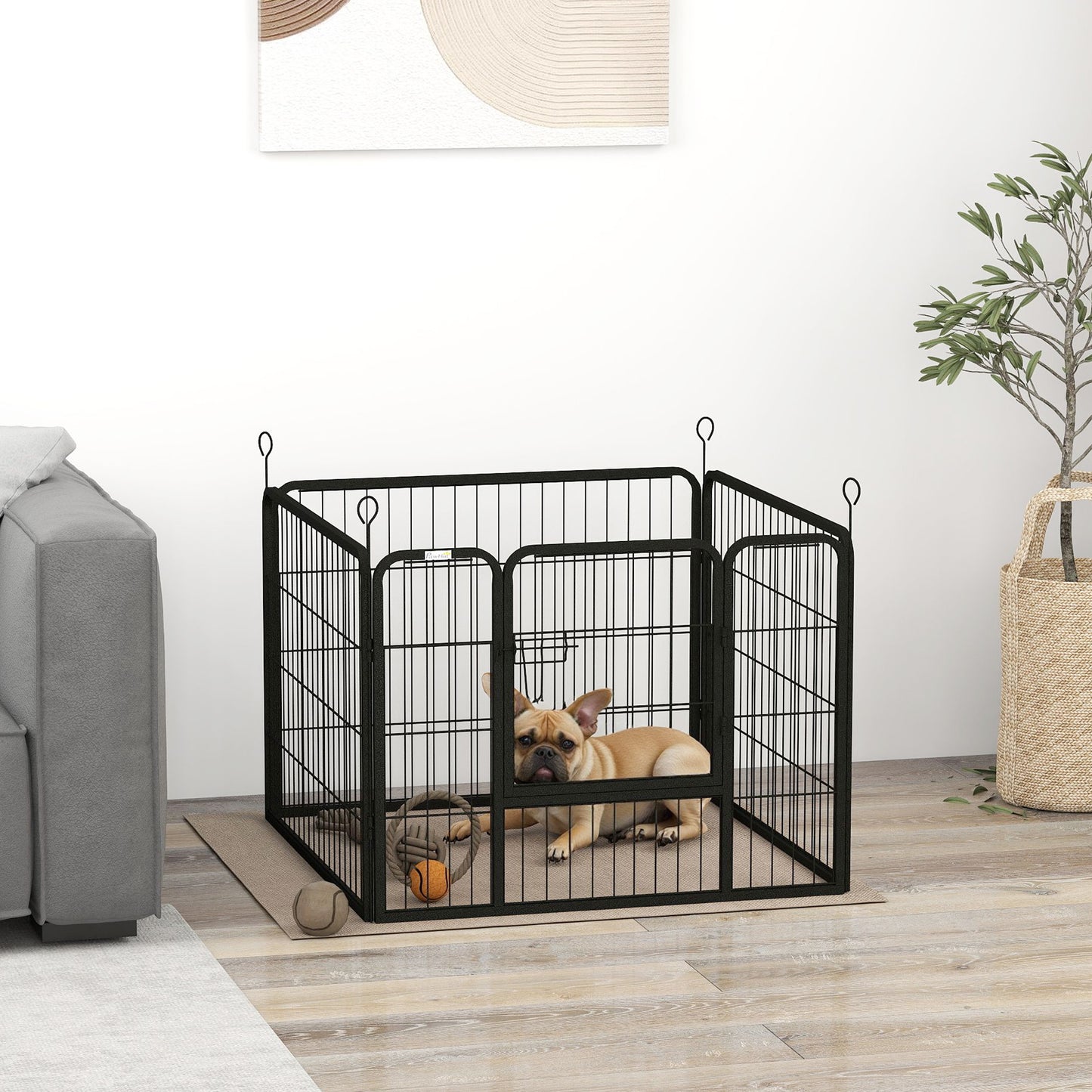 Heavy Duty Dog Playpen, 4 Panel Puppy Pen, Foldable Dog Kennel Both Indoor Outdoor Use Collapsible Design 82L x 82W x 60H (cm
