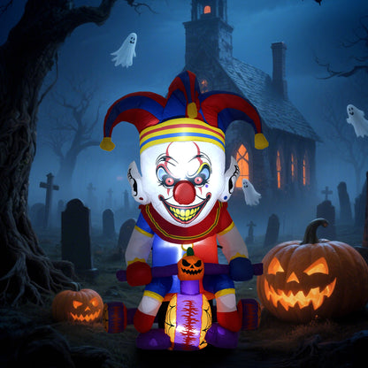 4ft Halloween Inflatable Clown on Bicycle, Blow Up Outdoor Halloween Decoration with 3 Built-in LED Lights for Garden