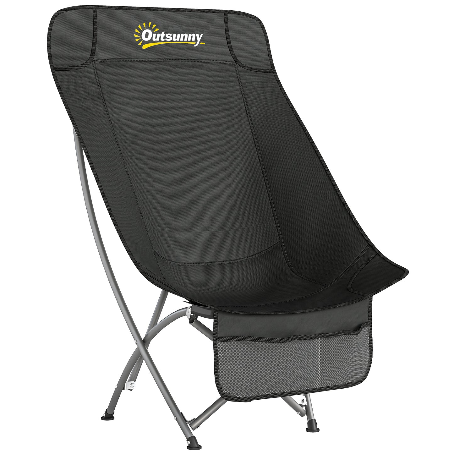 Camping Chair for Adults Heavy Duty Folding Camp Chair with Side Pocket and Carry Bag Black