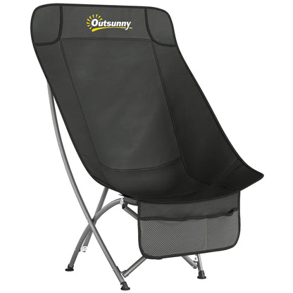 Camping Chair for Adults Heavy Duty Folding Camp Chair with Side Pocket and Carry Bag Black