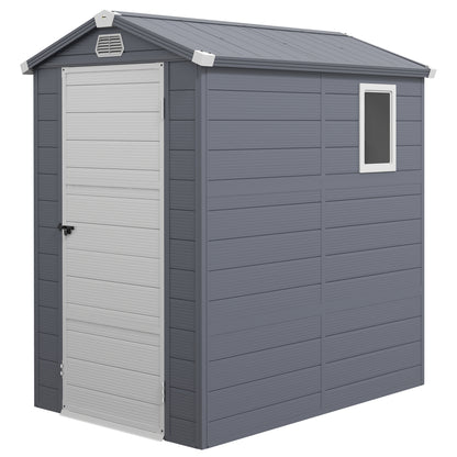 4.4ft x 6.2ft Aluminium Frame and Plastic Wall Shed, with Foundation - Grey