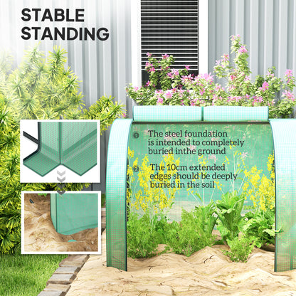 395 x 100 cm Low Tunnel Greenhouse - Green