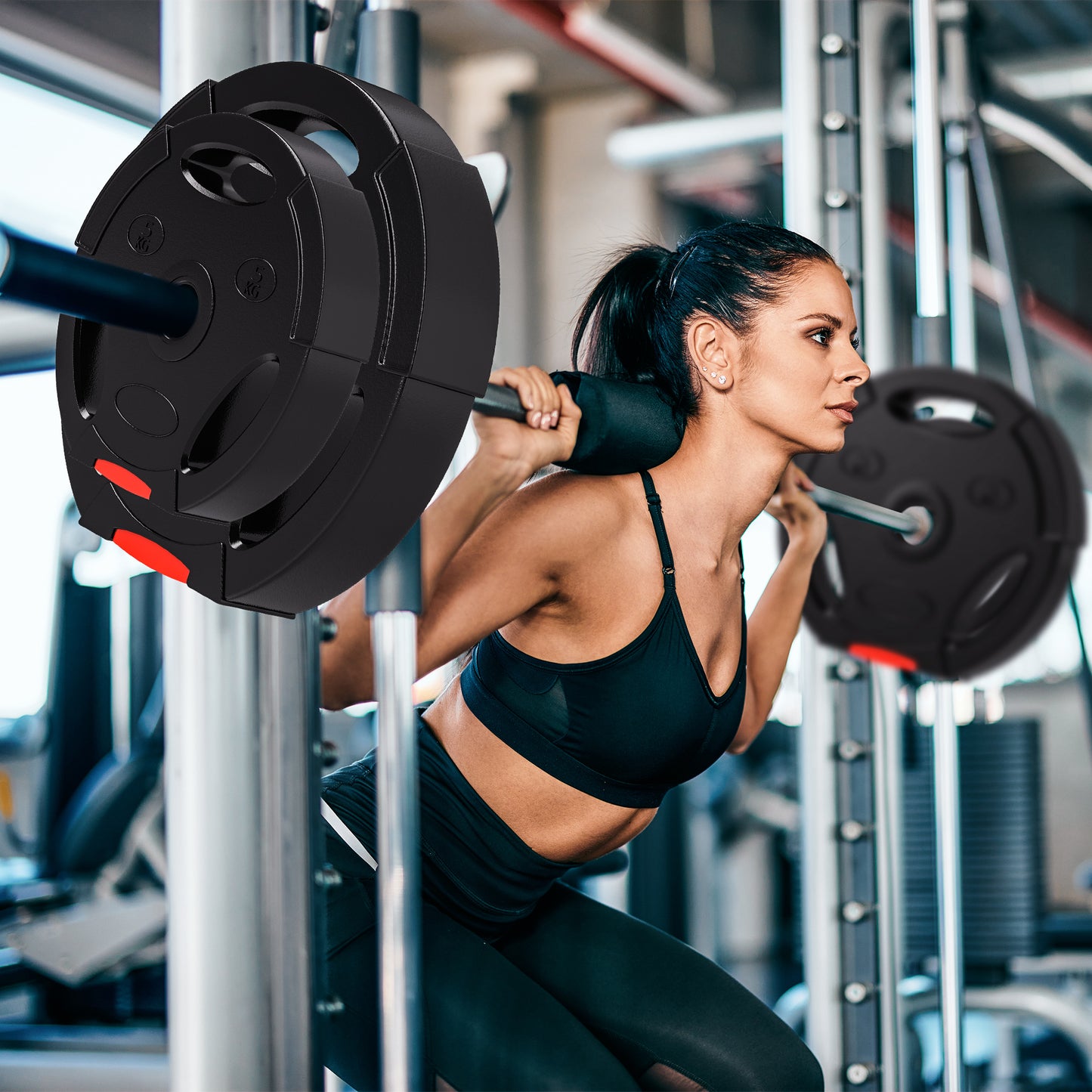 Weight Plates Set, with Two 10kg and Two 5kg weights, Black