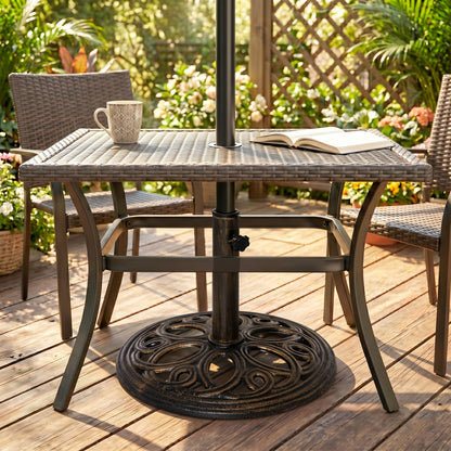 11.5 kg Cast Metal Round Patio Umbrella Base Stand, Umbrella Holder for Outdoor, Patio, Garden, Bronze Tone